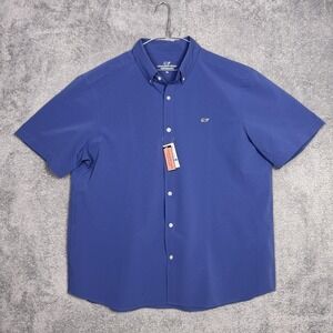 Vineyard Vines Shirt Men's XL Seersucker Performance Whale Classic Moonshine